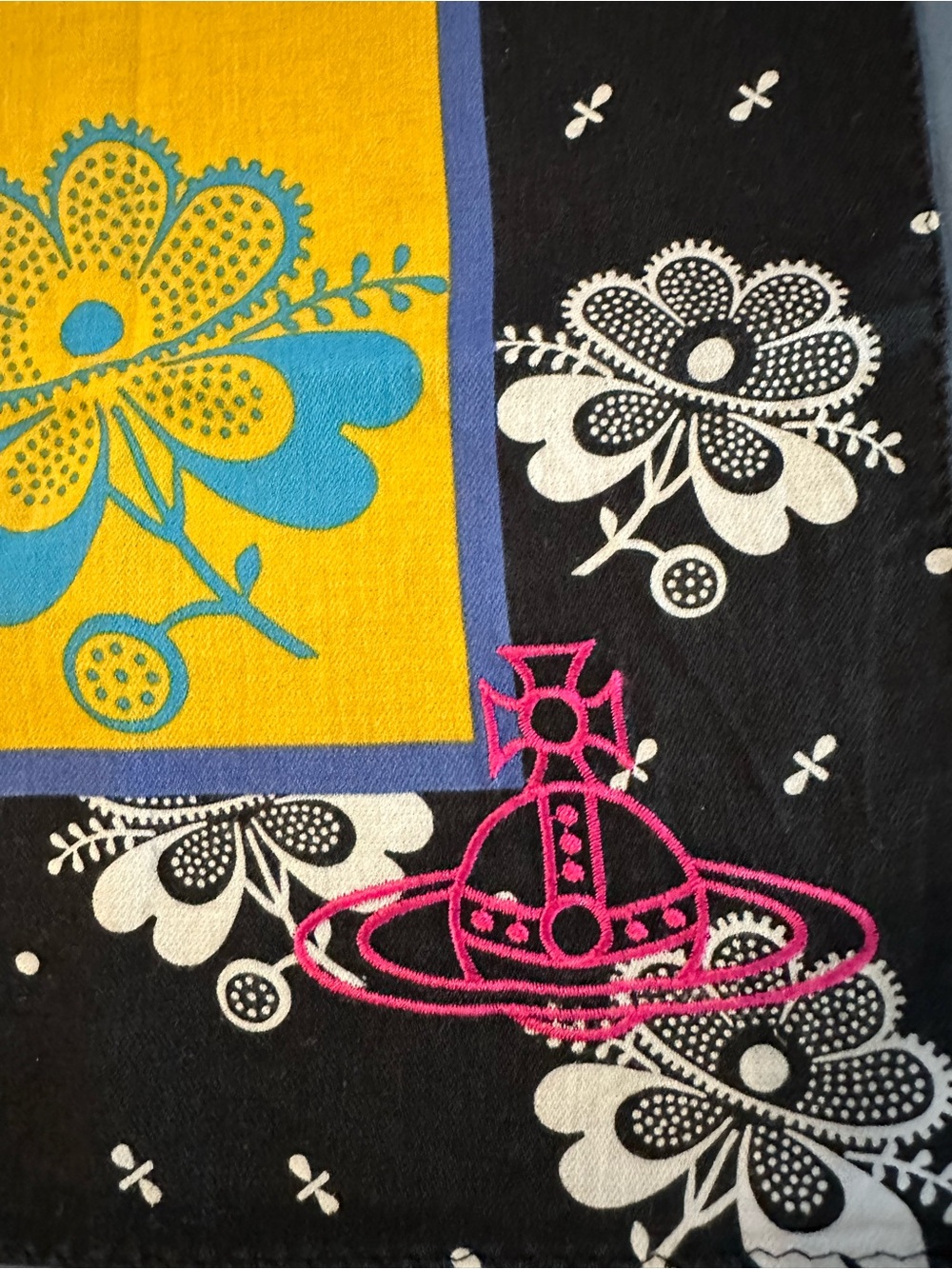Vintage Vivienne Westwood Floral Embroidered Orb Neckerchief Bandana - Picture 5 of 10